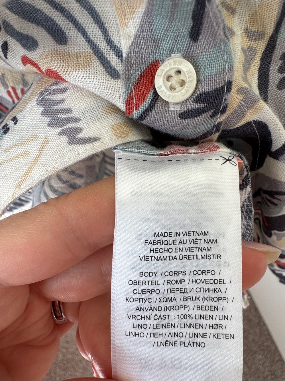 Ralph Lauren Beach Print Relaxed Fit Short Sleeve Linen Button-Up Shirt - Picture 6 of 10